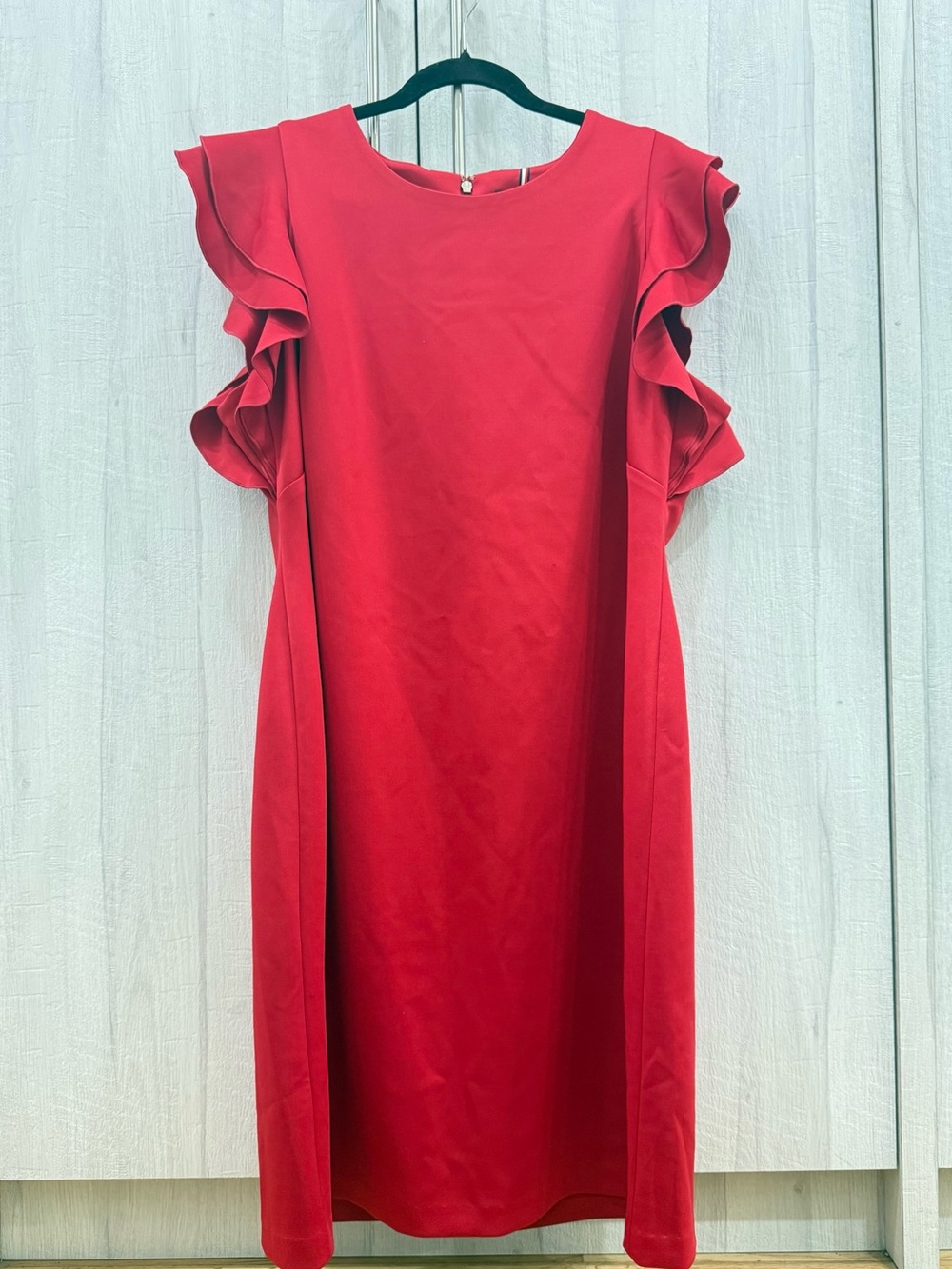 Tommy Hilfiger Red Ruffle Sleeve Midi Dress